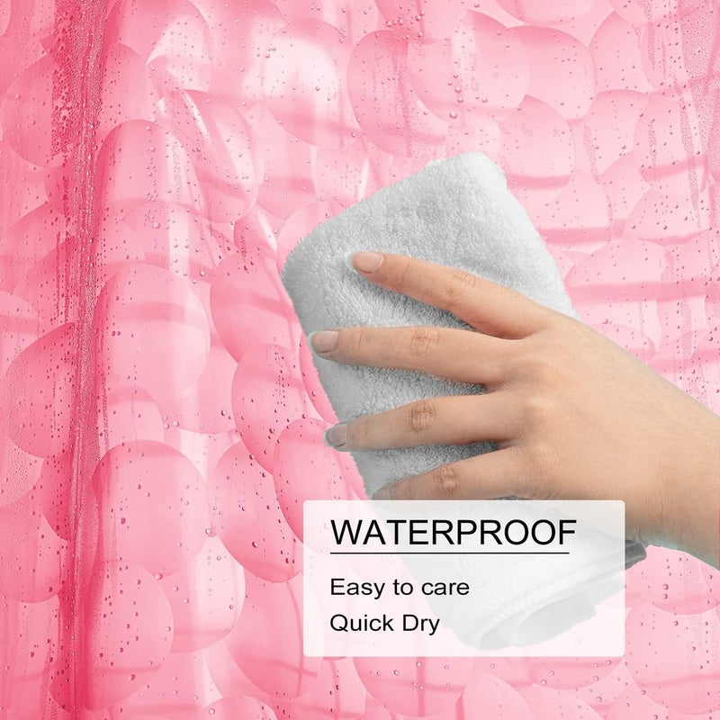 TIKABC Shower Curtain Liner, Eva Pink 4G Lightweight Shower Liner, Plastic Waterproof Shower Curtains, 72x72 inch with 12 Grommet Holes 3 Large Magnetic Weights - Image 3